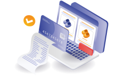 Ecommerce platform screens on a laptop with payment card and receipt representing platform development.
